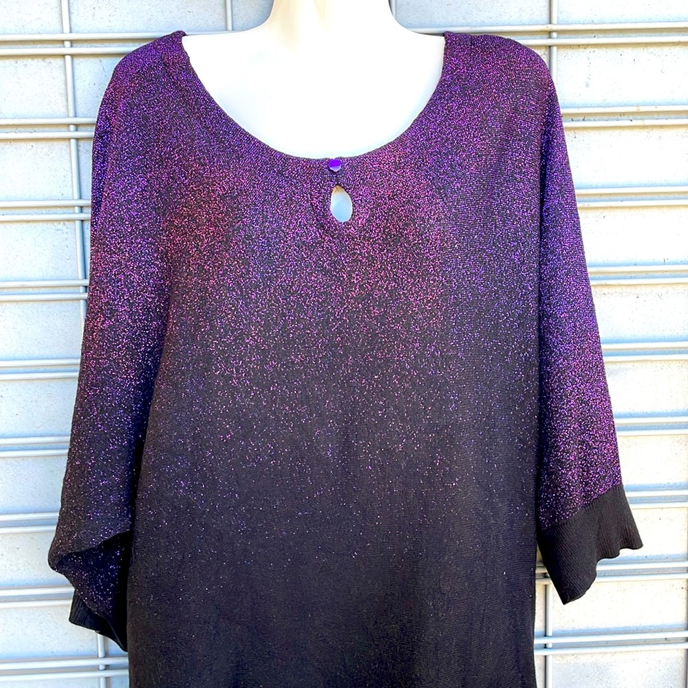 Kim Rogers Purple Metallic Ombré Lurex Tunic Sweater